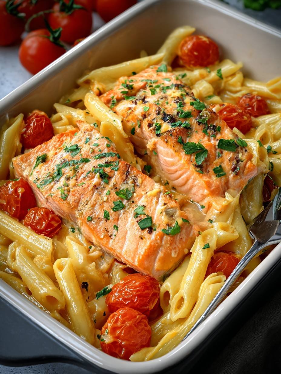 Cremige Ofen-Lachs-Pasta mit Tomaten image 2