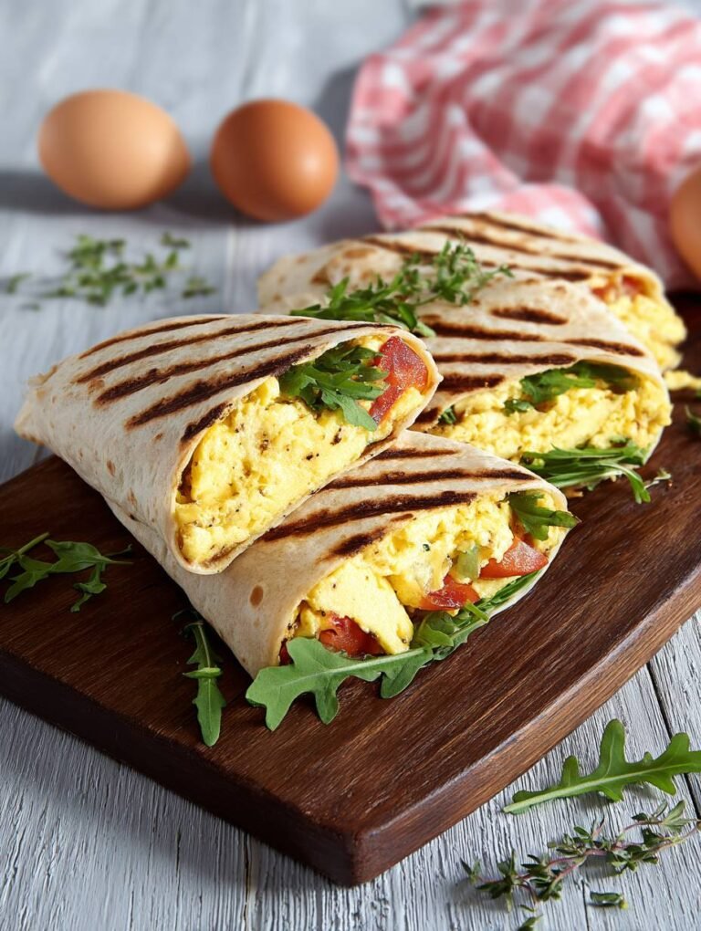 Cremige Rührei-Wraps: Perfekt gegrillt & lecker.