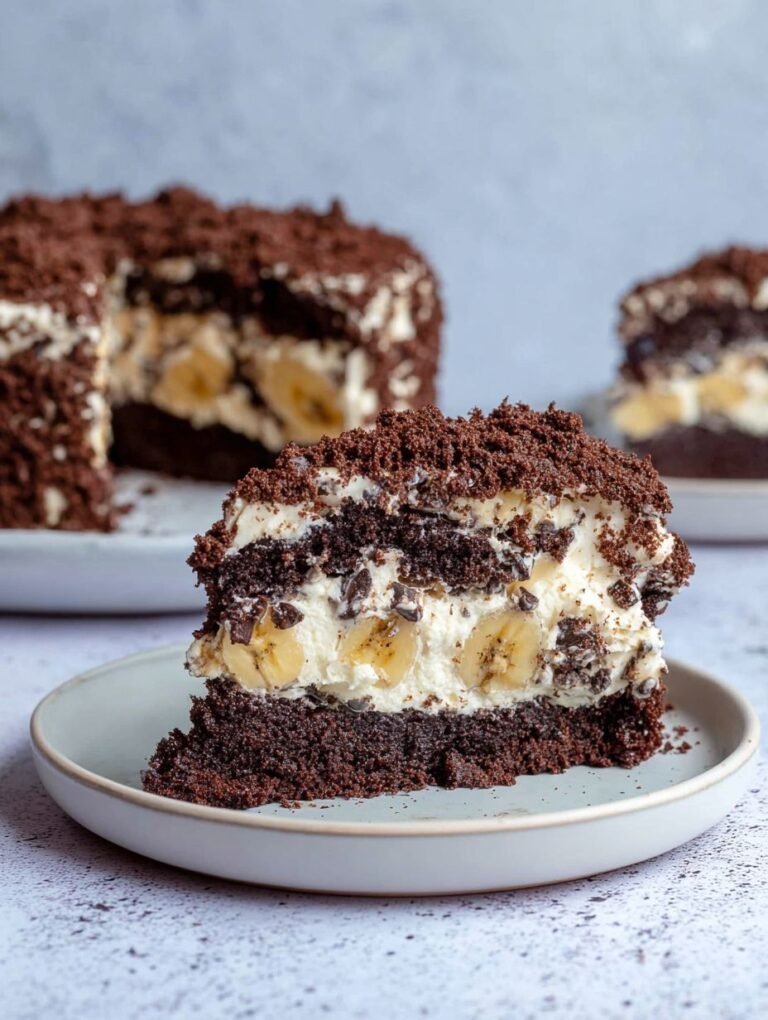 Cremiger Maulwurfkuchen mit Bananen zum Verlieben