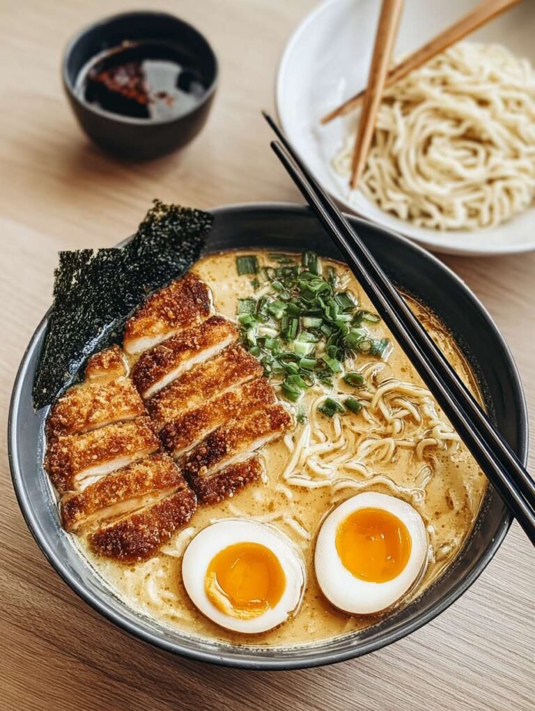 Crispy Chicken Katsu Ramen with Jammy Eggs