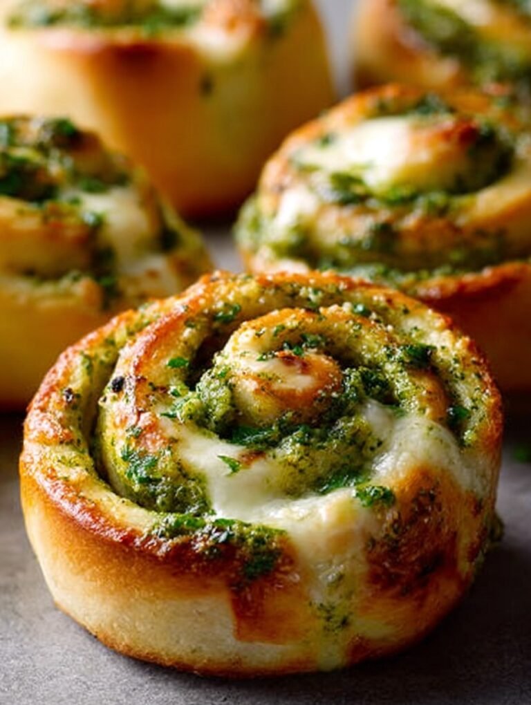 Die cremigsten Pizzaschnecken mit Pesto & Mozzarella.