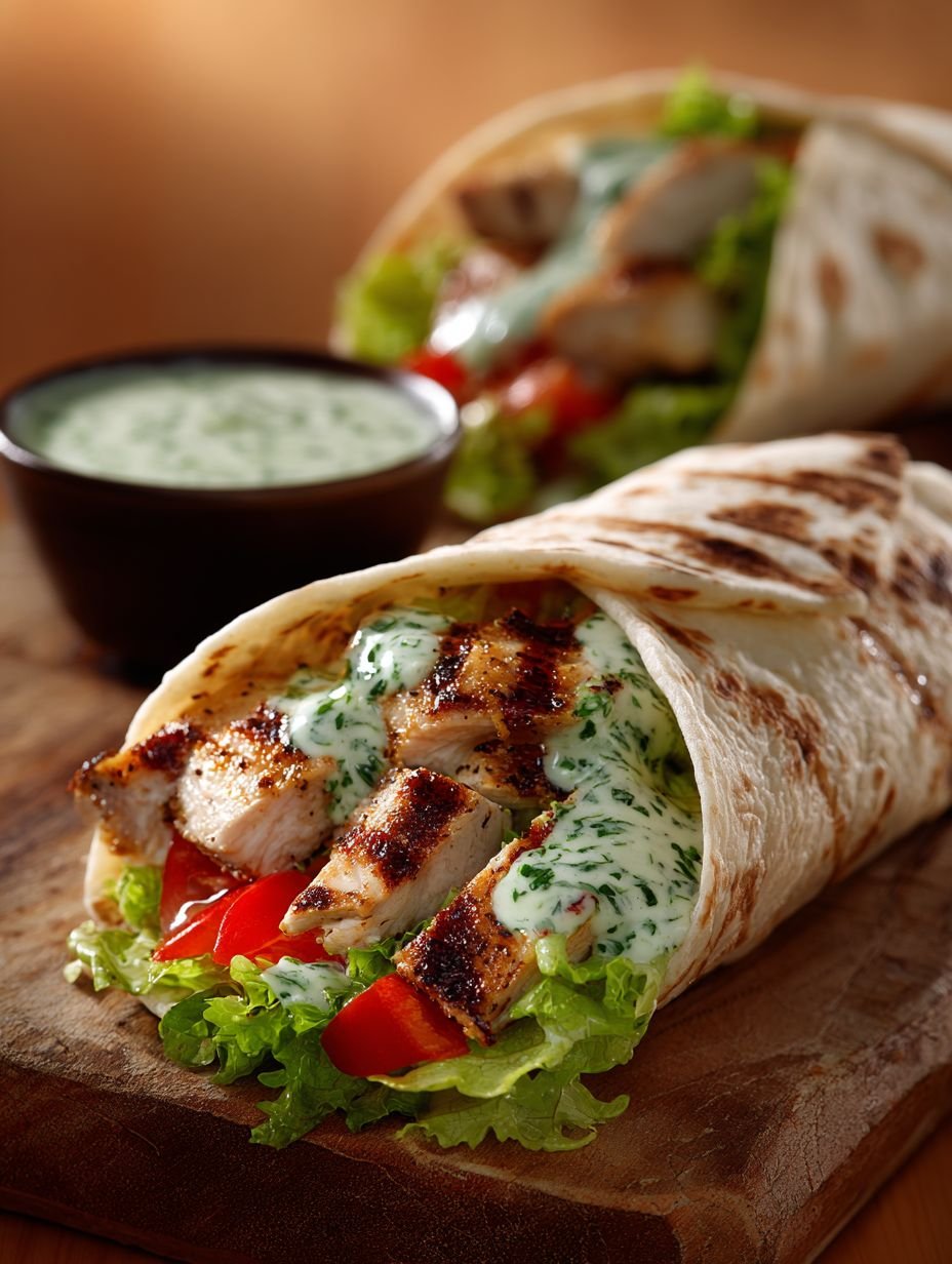 Gegrillte Hähnchen-Wraps mit Kräuter-Dip image 2