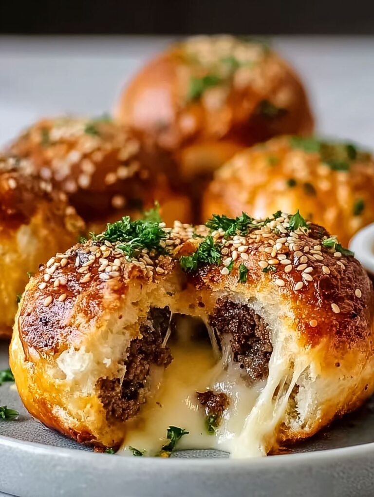 Herzhafte Käse-Hackfleisch-Bomben aus dem Ofen