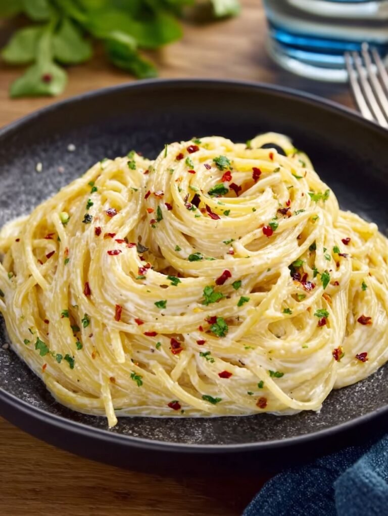 Himmlisch cremige Spaghetti mit Pepp.
