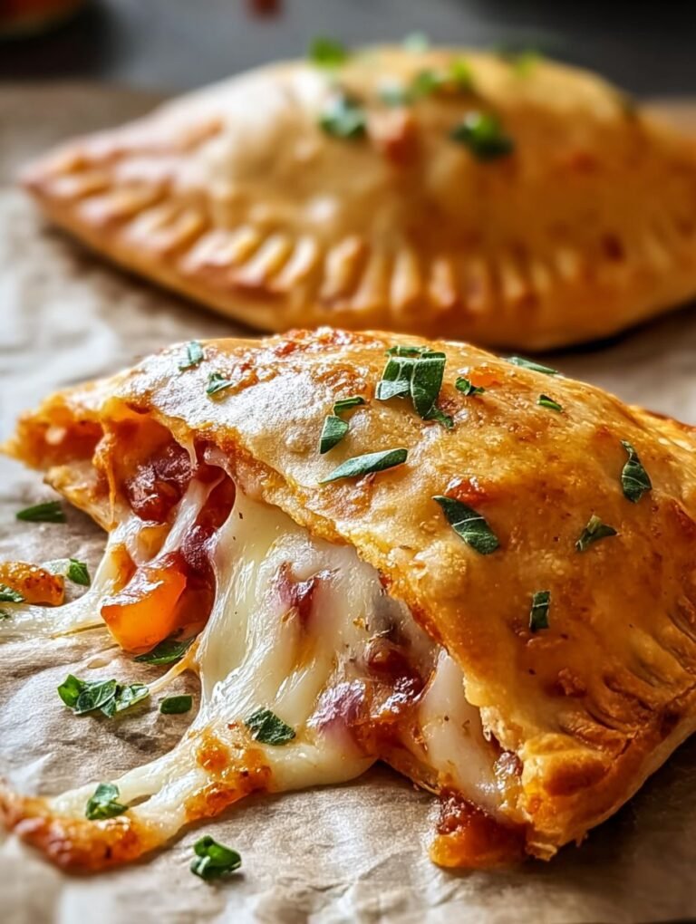 Knusprige Pizza-Taschen mit viel schmelzendem Käse