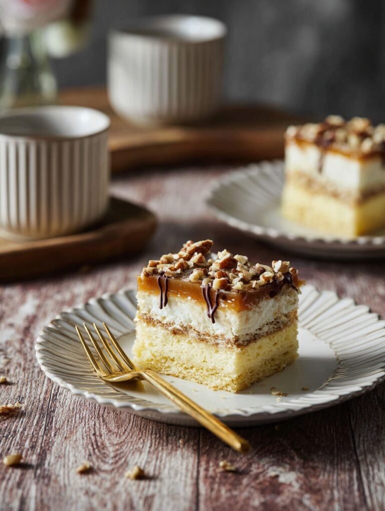 Saftiger Karamell-Nuss Schichtkuchen | Einfach unwiderstehlich