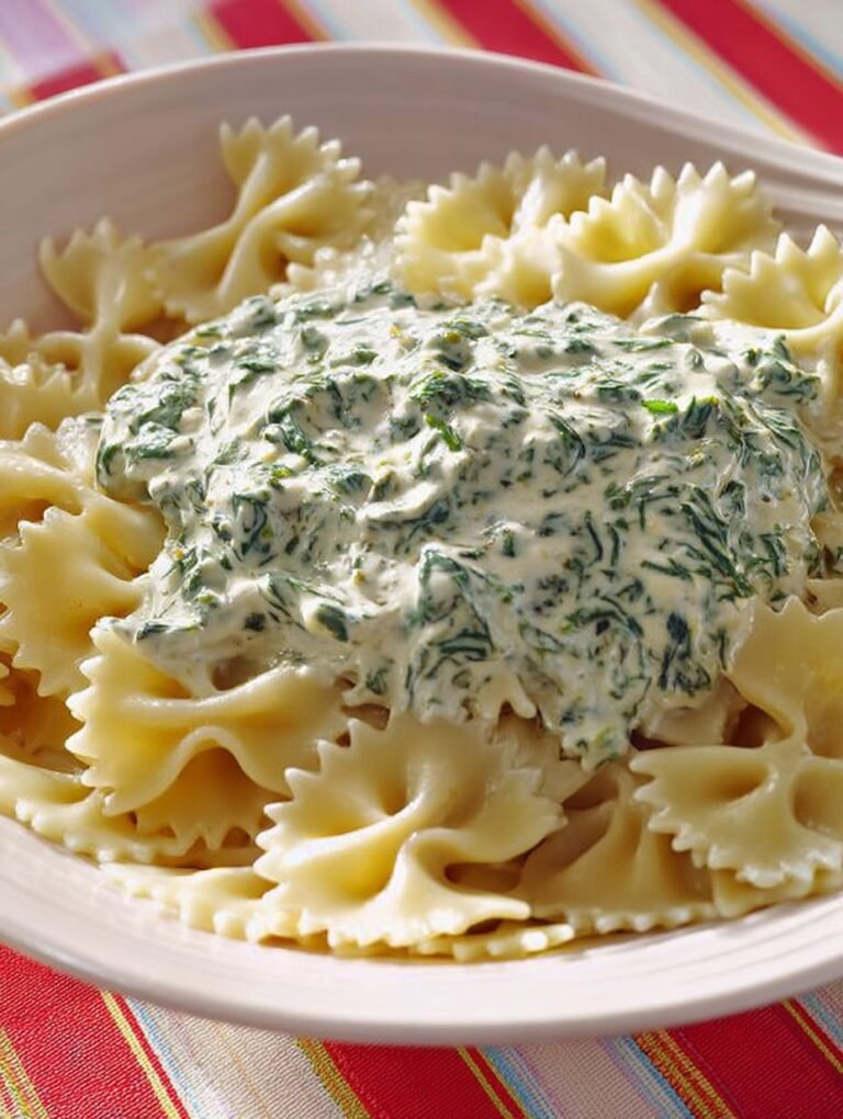 Schnelle Pasta mit Spinat-Frischkäse-Soße