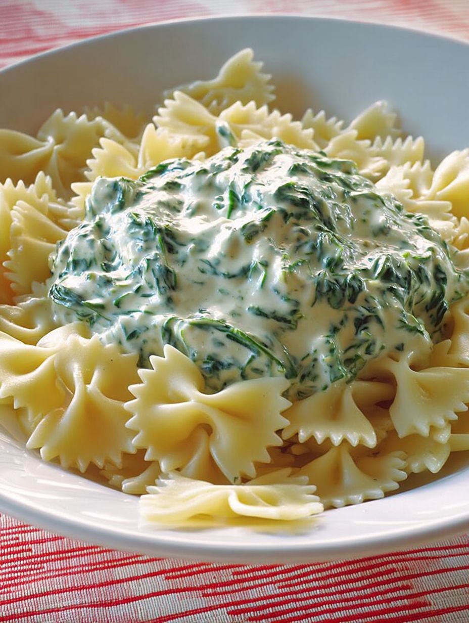 Schnelle Pasta mit Spinat-Frischkäse-Soße image 2