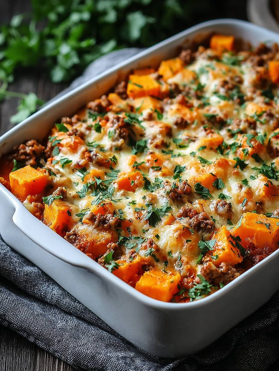 So lecker: Süßkartoffel-Hackfleisch-Auflauf mit Feta image 2