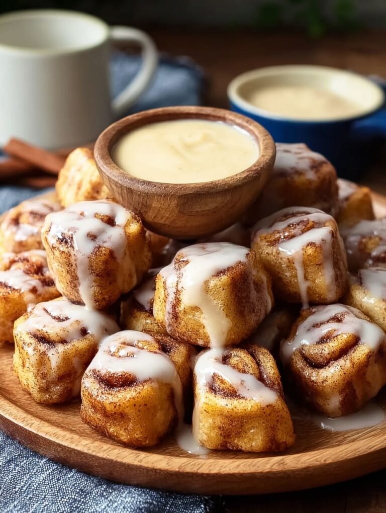 Air-Fryer Cinnamon Roll Bites with Creamy Frosting