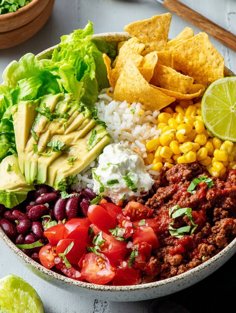 Burrito Bowl mit Rinderhack und frischem Gemüse genießen image 2