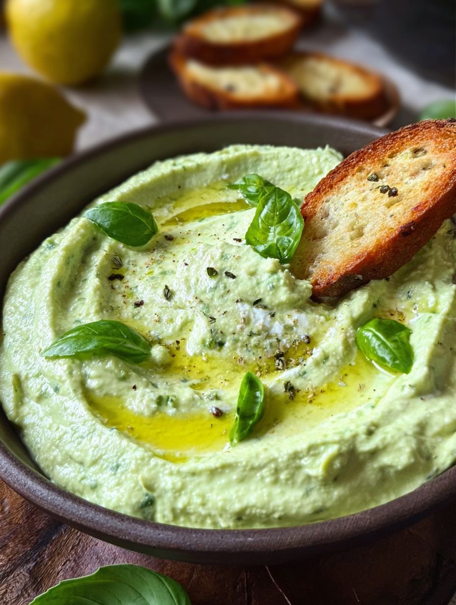 Cremiger Avocado-Dip mit Basilikum und geröstetem Brot image 2