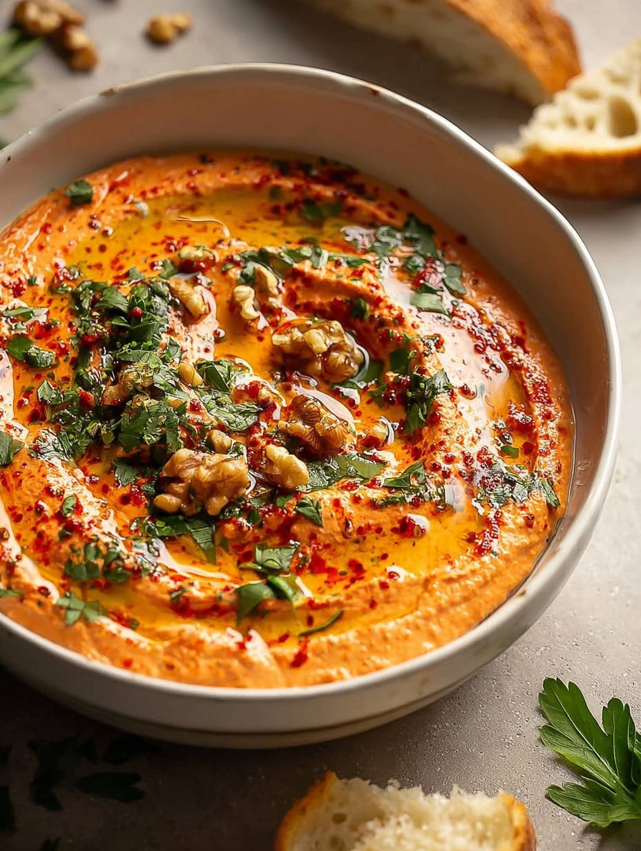Cremiger Paprika-Walnuss-Dip mit frischen Kräutern image 2