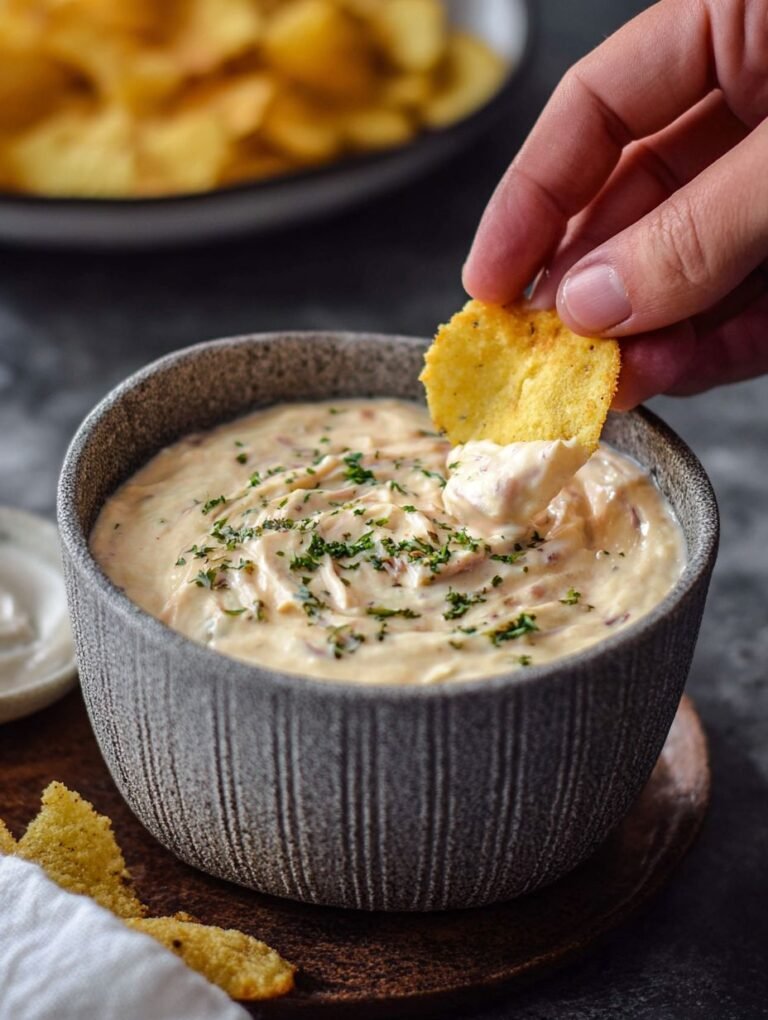 Cremiger Zwiebel-Dip für Snacks und Partys genießen