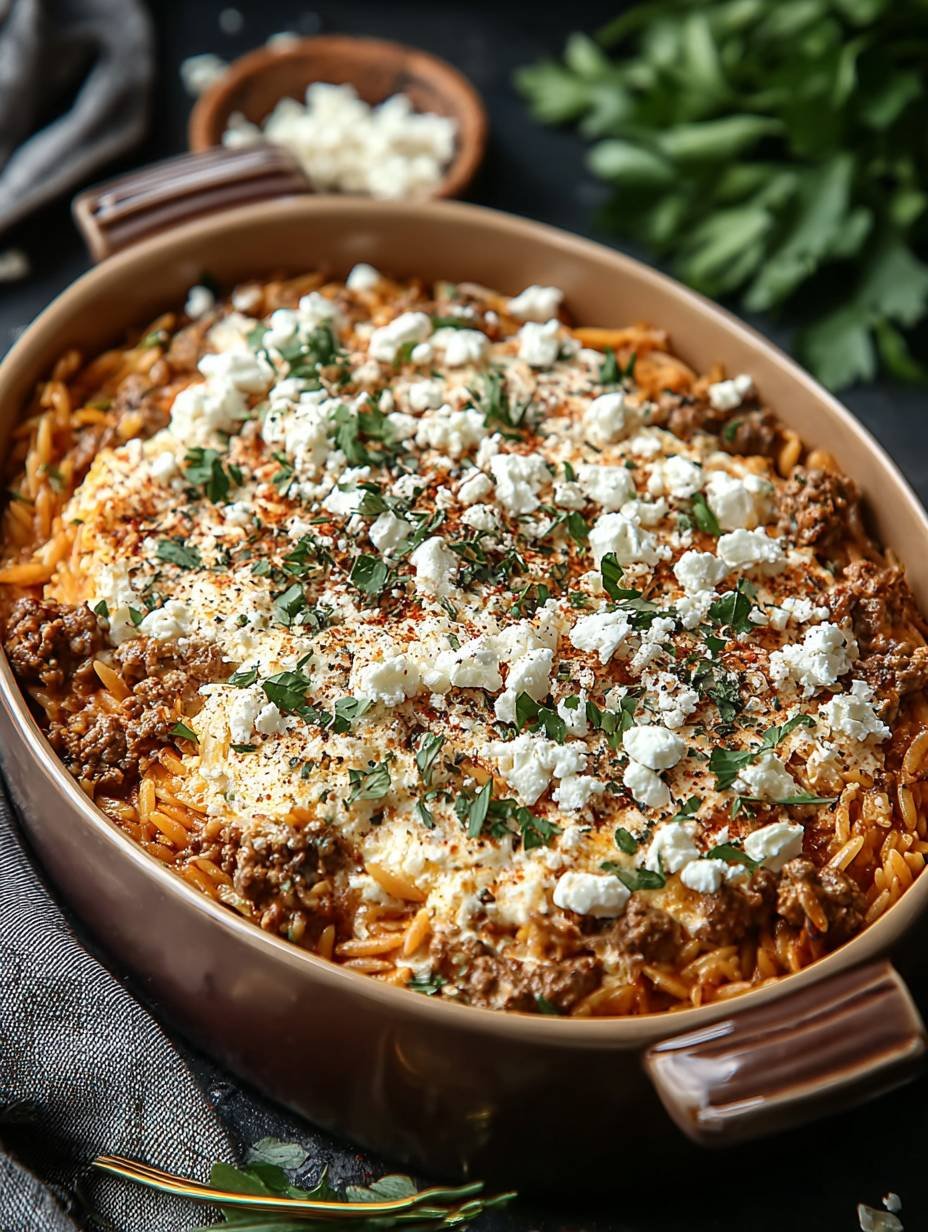 Griechischer Hackauflauf mit Kritharaki und Feta überbacken image 2