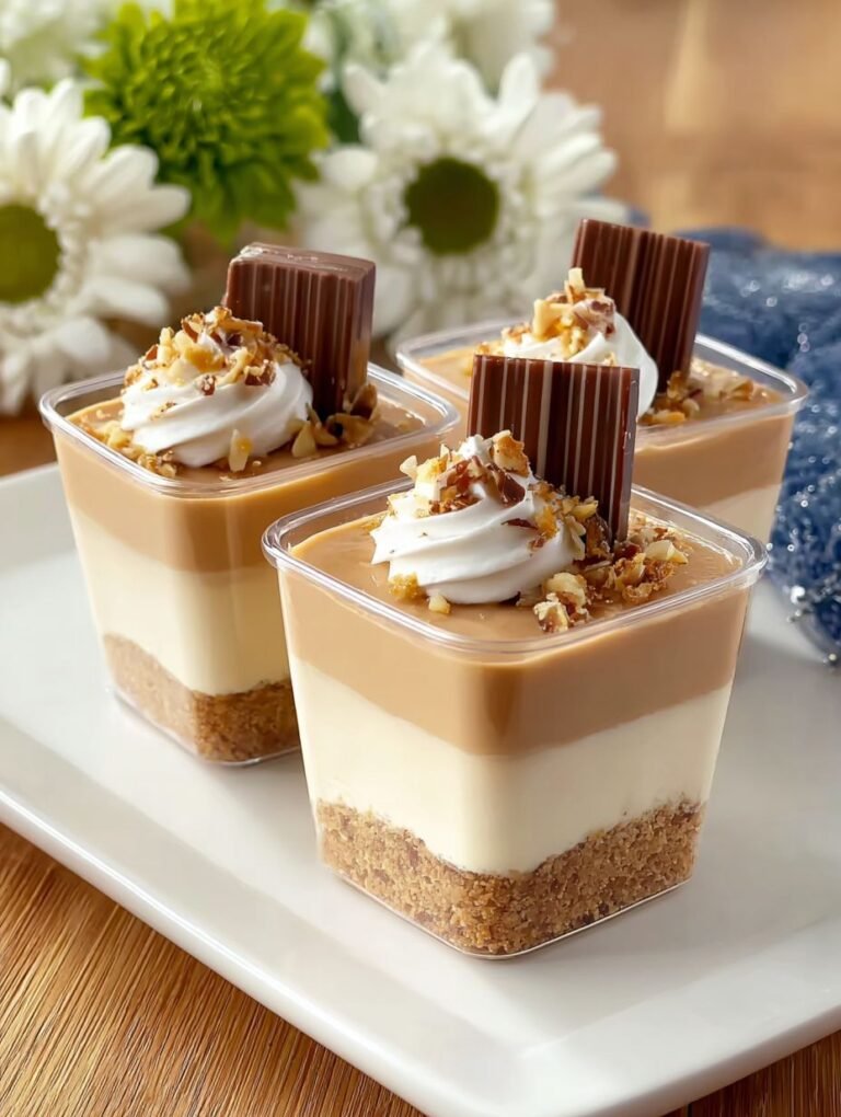 Köstliches Schichtdessert im Glas mit Haselnuss.