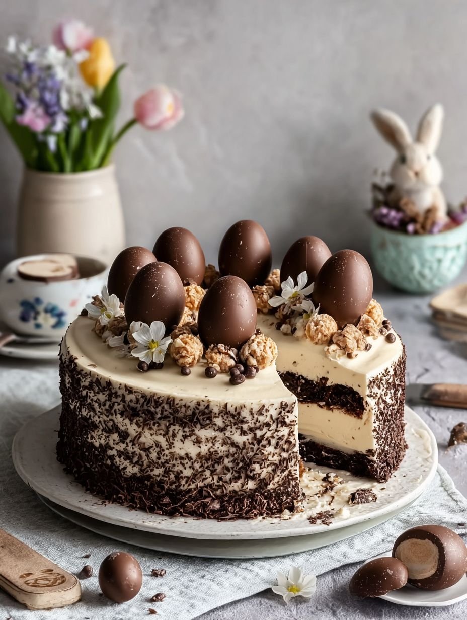 Osterkuchen mit Schokolade und bunten Eiern dekorieren image 2