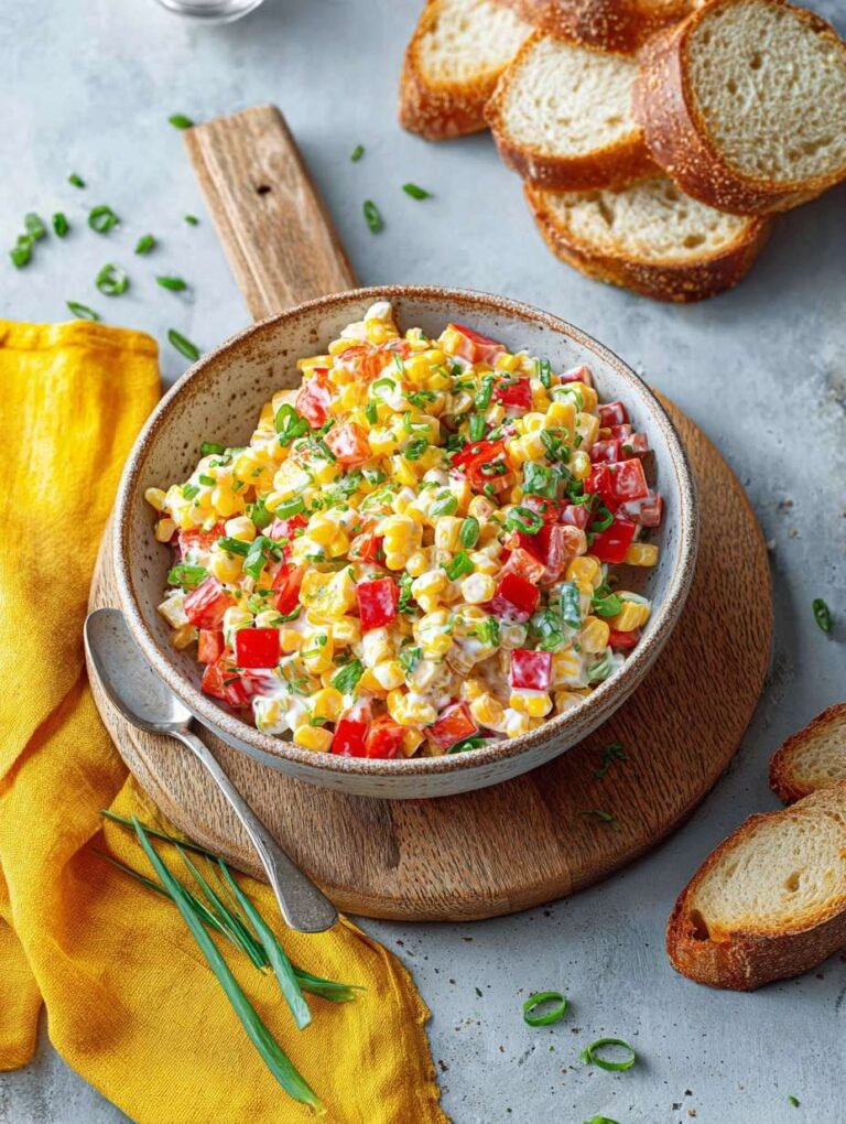 Paprika-Mais-Salat mit frischen Kräutern und Joghurt