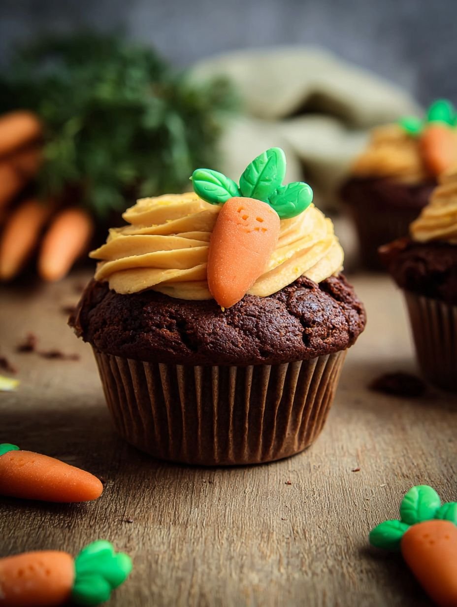 Schokoladenmuffins mit Karotten-Topping und Frischkäsecreme image 2